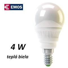LED �iarovka EMOS RS-line mini globe 4W TEPL� BIELA E14 (Z74610)