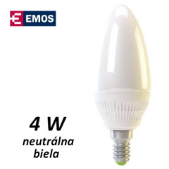 LED �iarovka EMOS Classic candle 4W NEUTR�LNA BIELA E14 (ZQ3211)