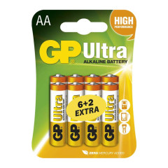 Bat�ria GP Ultra alkalick� AA / balenie 6+2 ZADARMO (B19218)