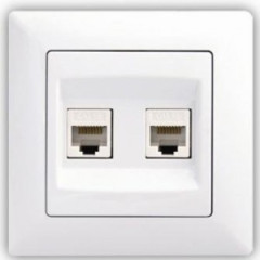 Z�suvka dvojit� d�tov� Cat6 VISAGE SIMPLE biela