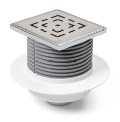 Vpus� podlahov� spodn� D50 s plav�kom (l�mec, nerezov� mrie�ka LABYRINTH) (MCH-L1 420 X L)