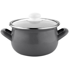 Hrniec smaltovan� s pokrievkou Capri siv� 18 cm 3 l