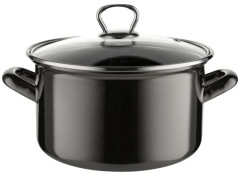 Hrniec smaltovan� s pokievkou METALICO �ierny 20 cm 3,3 l