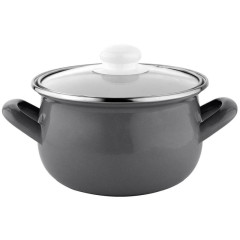 Hrniec smaltovan� s pokrievkou Capri siv� 20 cm 4,2 l
