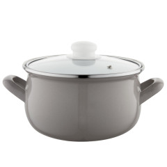 Hrniec smaltovan� s pokrievkou Capri �ed� 18 cm 3 l