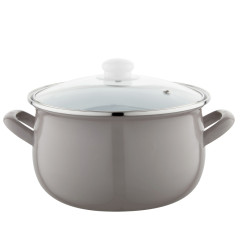 Hrniec smaltovan� s pokrievkou Capri �ed� 22 cm 5,3 l