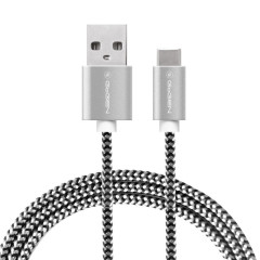 K�bel USB/USB-C, 1 m, opleten� - strieborn� (GOGUSBAC100MM24)