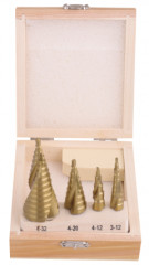 Vrt�ky stup�ovit� 4-dielna sada (3-12 mm, 4-12 mm, 4-20 mm, 4-32 mm HOTECHE HT501055