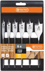Vrt�ky ploch� do dreva (10-25 mm) 6-dielna sada TACTIX (411647)