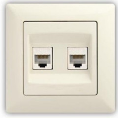 Z�suvka dvojit� d�tov� Cat6 VISAGE IVORY b�ov�