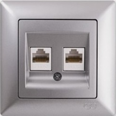 Z�suvka d�tov� 2xCat5e VISAGE AMBIENCE strieborn�